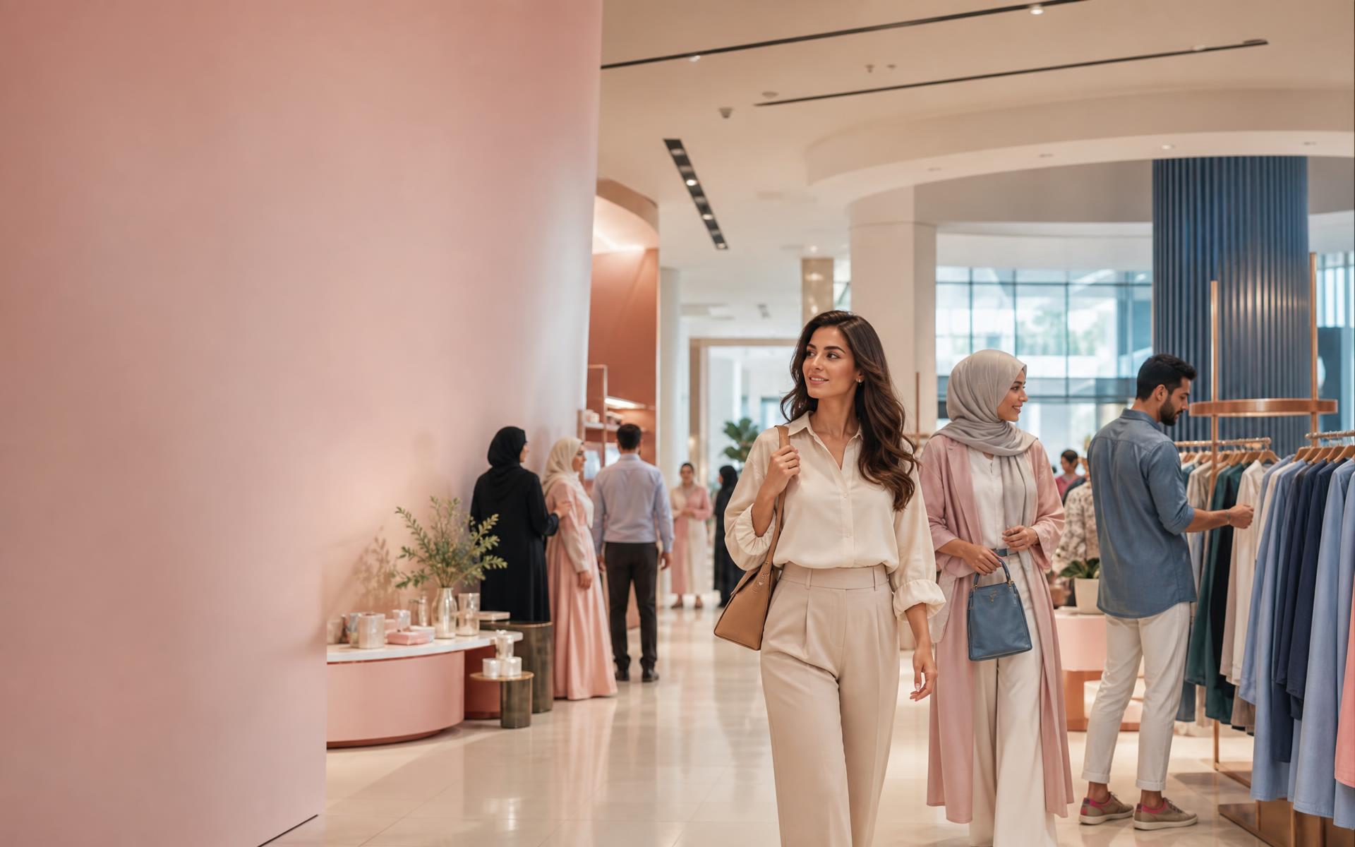 Customers shopping in a bright modern retail space